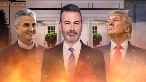 Josh D'Amaro, Jimmy Kimmel and President Donald Trump (Getty Images/Chris Smith for TheWrap)