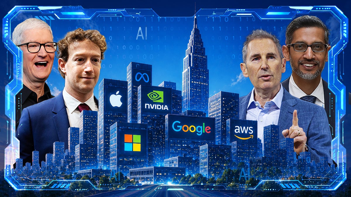 Tim Cook, Mark Zuckerberg, Andy Jassy and Sundar Pichai