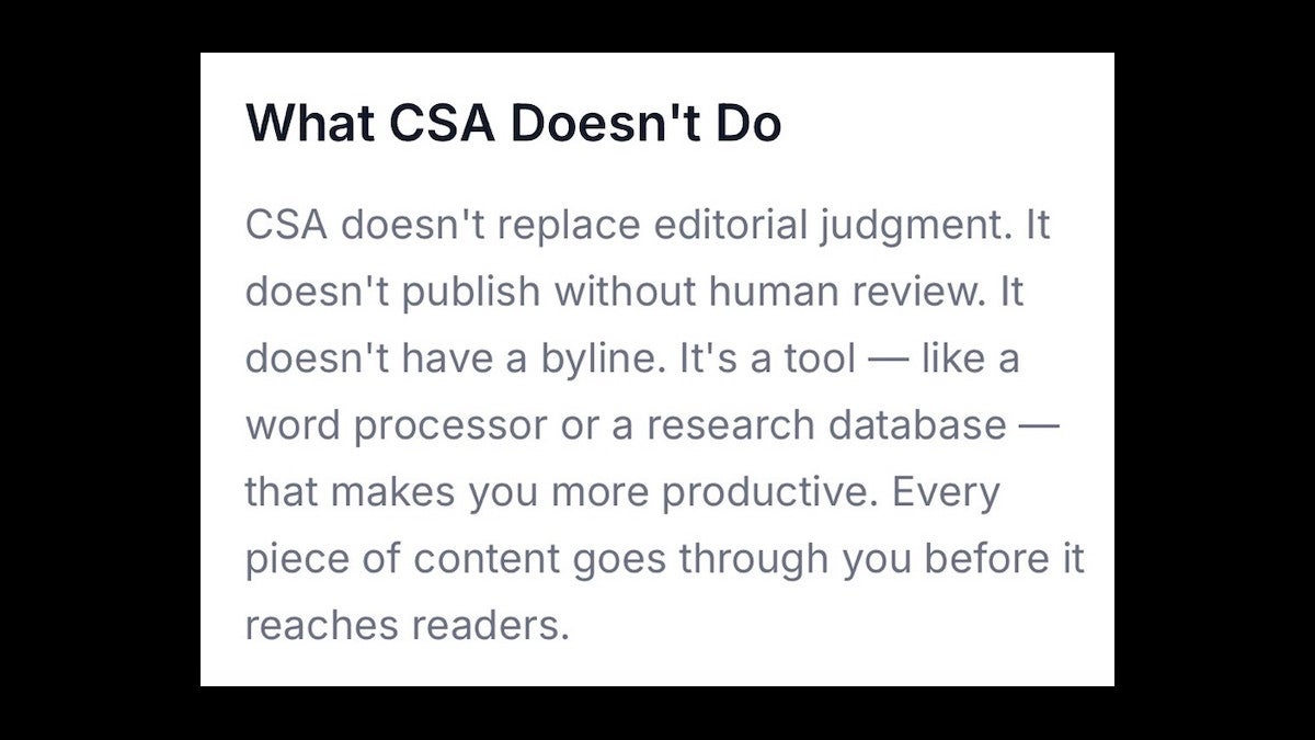A page describing what the CSA doesn’t do. (Obtained by TheWrap)