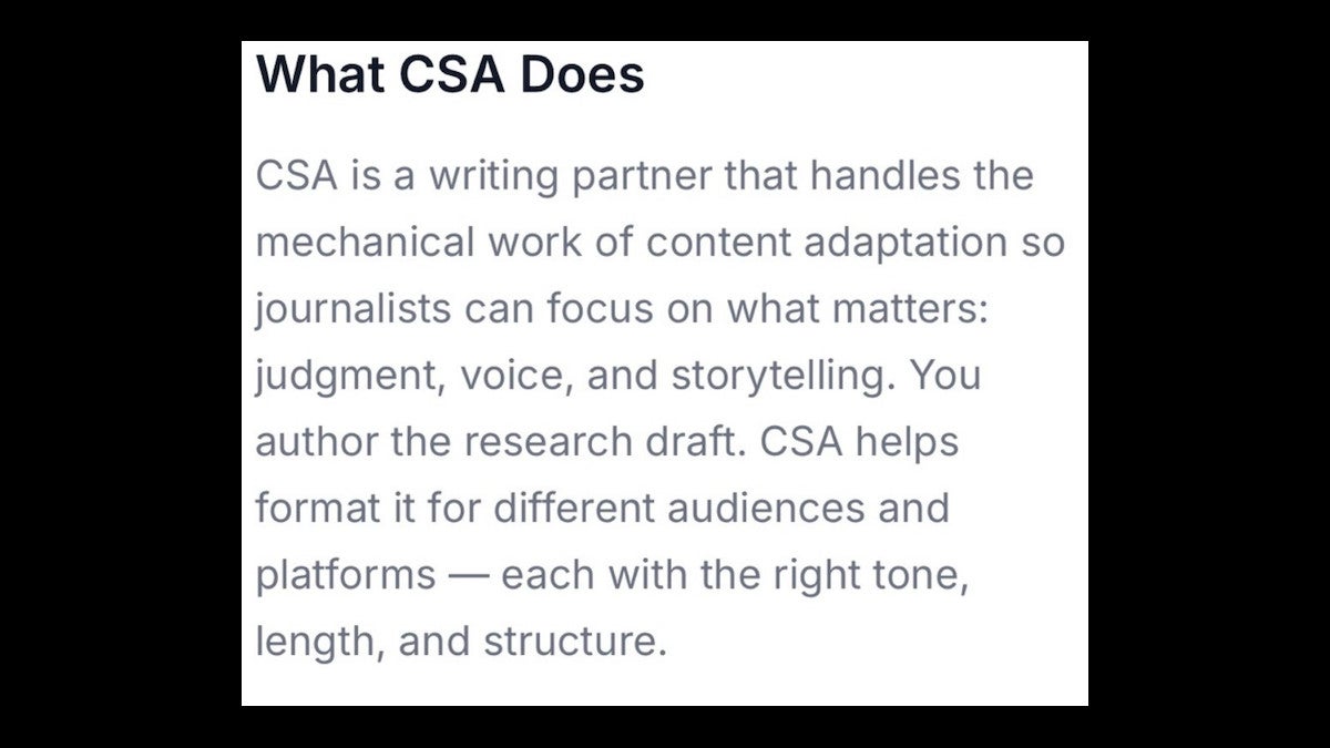 A page describing what the CSA does. (Obtained by TheWrap)