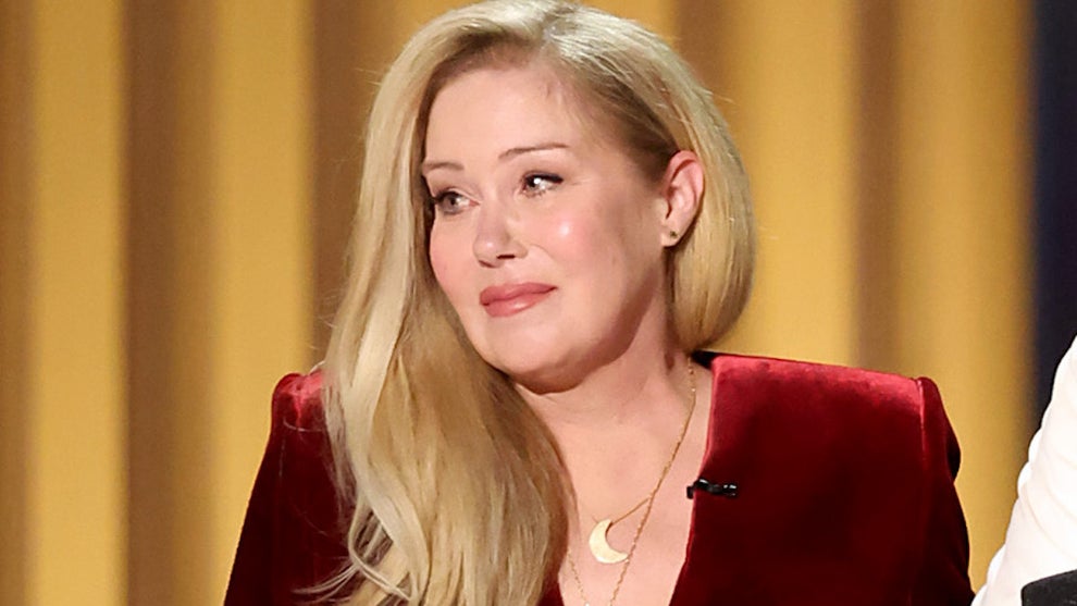 Christina Applegate speaks onstage during the 75th Primetime Emmy Awards on Jan. 15, 2024. (Monica Schipper/WireImage)