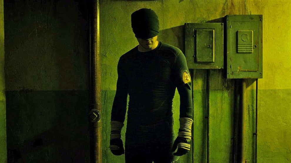 Daredevil in a green-tinted hallway in "Daredevil" Season 1