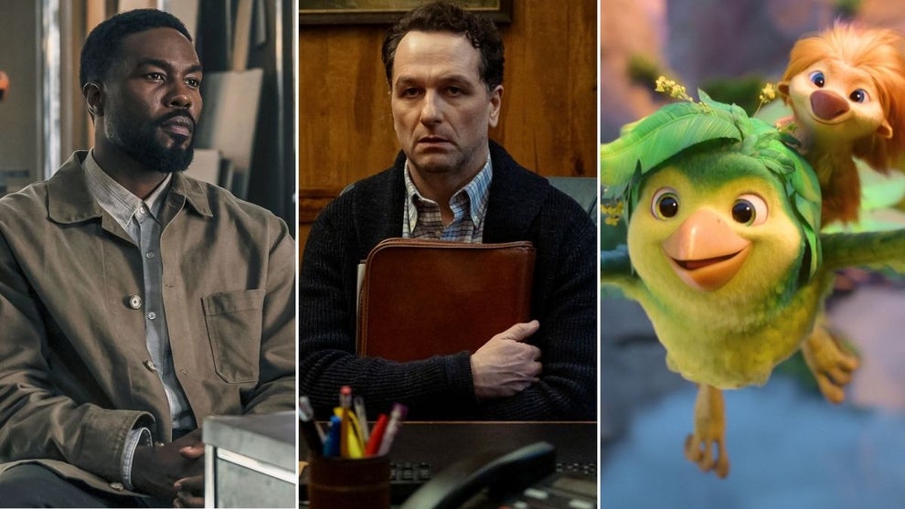 Left to right: “Man on Fire” (Juan Rosas/Netflix), “Widow’s Bay” (Apple TV) and “Swapped” (Netflix)