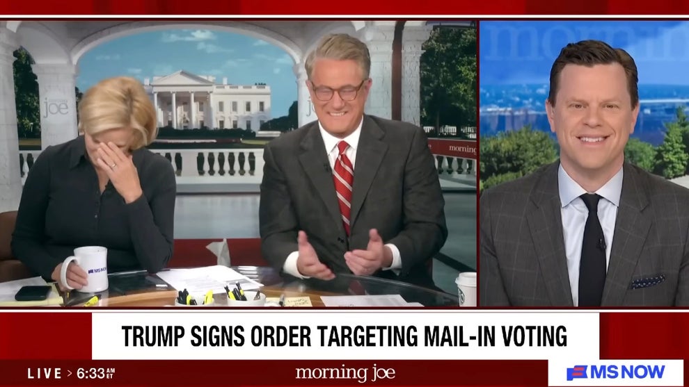 Mika Brzezinski, Joe Scarborough and Willie Geist co-host the April 1, 2026 edition of "Morning Joe" (MS NOW)