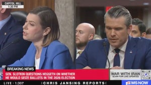 Senator Elissa Slotkin and Pete Hegseth (Credit: MS NOW)