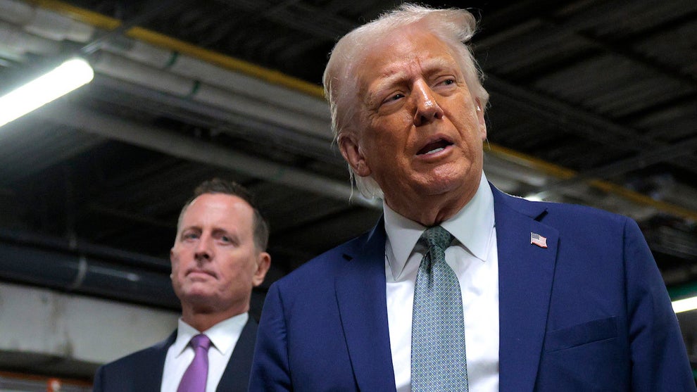 Richard Grenell and Donald Trump give a guided tour of the John F. Kennedy Center for the Performing Arts on March 17, 2025. (Chip Somodevilla/Getty Images)