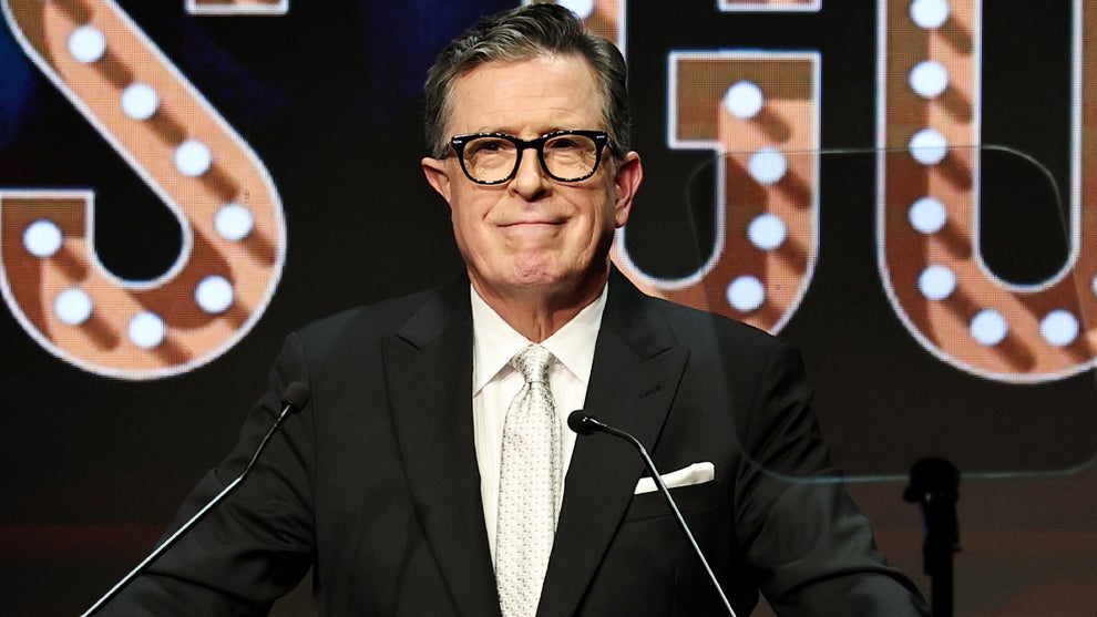 Stephen Colbert speaks during the 2026 Writers Guild Awards New York Ceremony at Edison Ballroom on March 08, 2026 in New York City. (Jamie McCarthy/Getty Images for Writers Guild of America East)
