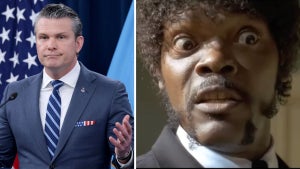 Pete Hegseth, Samuel L. Jackson in "Pulp Fiction" (Getty Images, YouTube screenshot, Miramax)