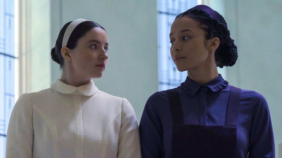 Lucy Halliday as Daisy and Chase Infiniti as Anges in "The Testaments" Season 1 (Hulu)