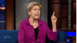 Elizabeth Warren on "The Late Show" (CBS/YouTube screenshot)