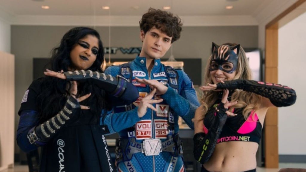 Maitreyi Ramakrishnan, Dylan Colton and Emma Elle Paterson in "The Boys" Season 5 (Prime Video)