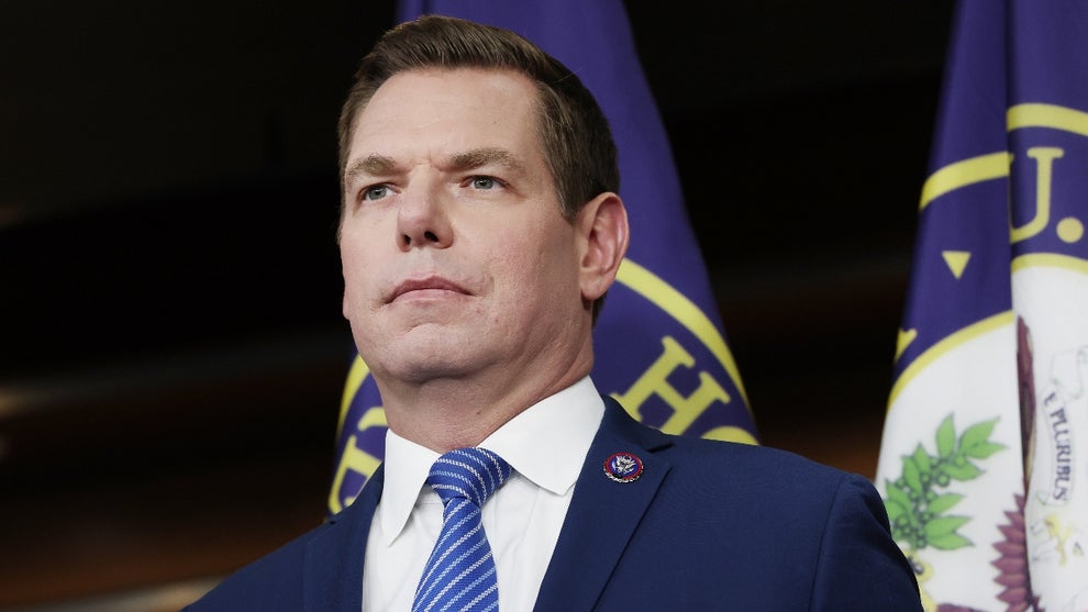 Rep. Eric Swalwell (D-CA) speaks at a news conference at the U.S. Capitol Building on September 08, 2025 in Washington, DC. U.S.