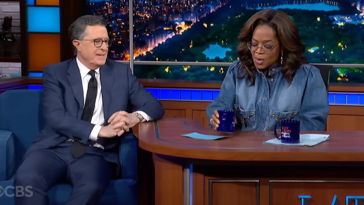 Oprah Steals Stephen Colbert's Chair to Flip Interview on Him and Ask About His Impending Exit | Video