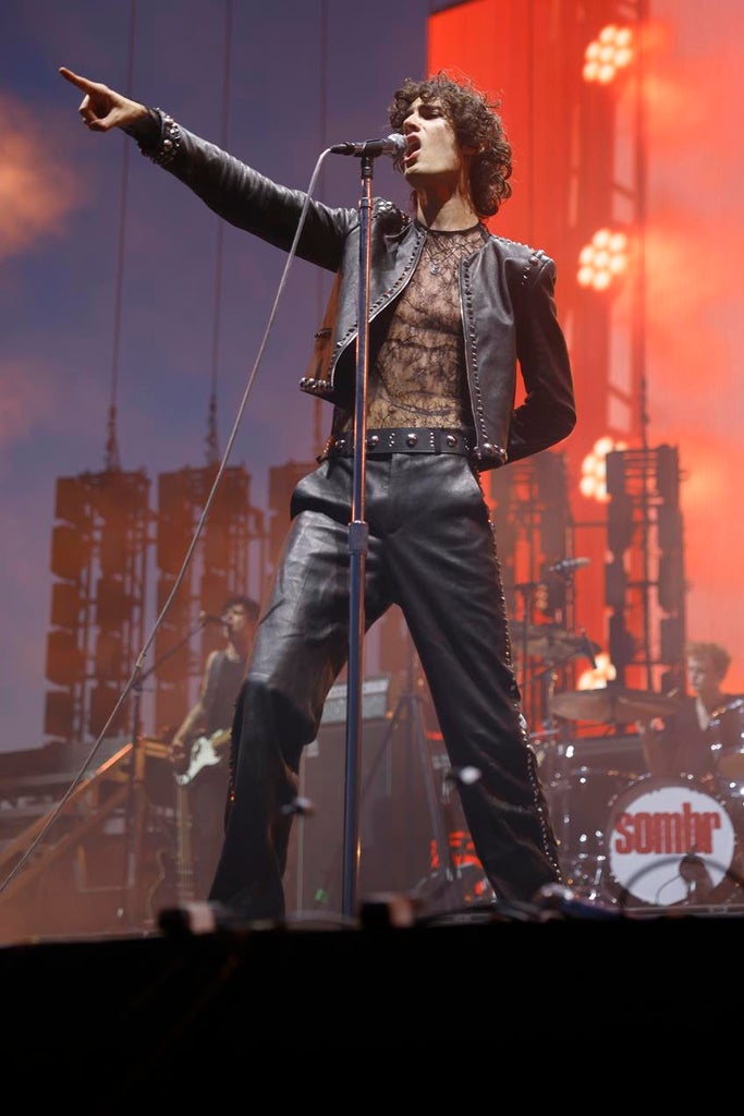 Sombr performs in custom Valentino at Coachella. Source: Getty