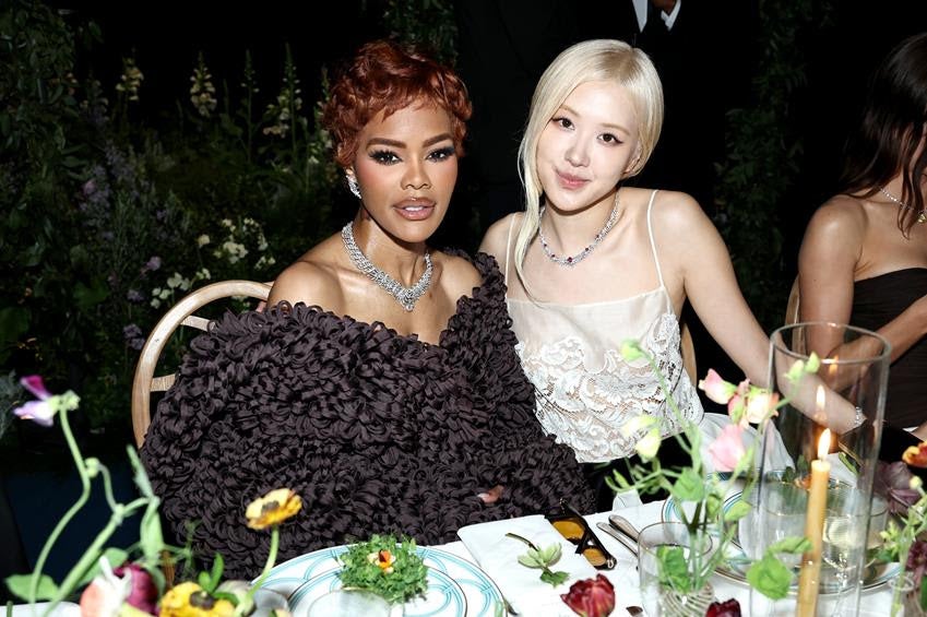 Teyana Taylor and Rosé at the Tiffany & Co. launch of Blue Book 2026: Hidden Garden at Park Avenue Armory on April 16, 2026 in New York City. Source: Getty