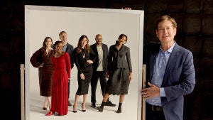 (L-R) Charly Clive,Danielle Deadwyler, Zach Braff, Christa Miller, Donald Faison, Jessica Williams, and Bill Lawrence
