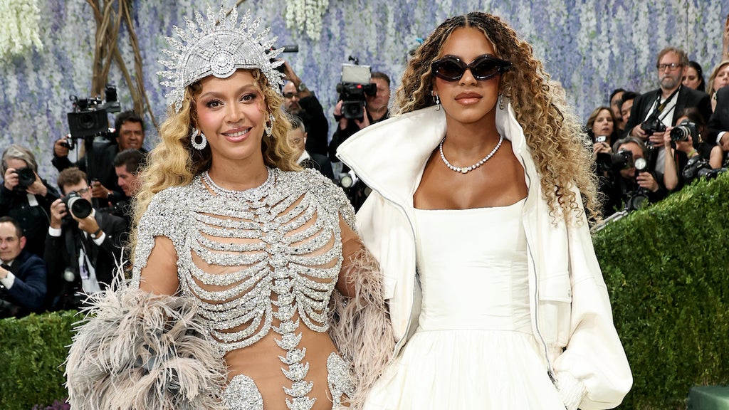 Beyoncé and Blue Ivy Carter attend the 2026 Met Gala celebrating "Costume Art" at the Metropolitan Museum of Art on May 4, 2026 in New York City. (Source: Jamie McCarthy/Getty Images)
