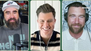 Jason Kelce, Colin Jost, Travis Kelce (Credit: YouTube)