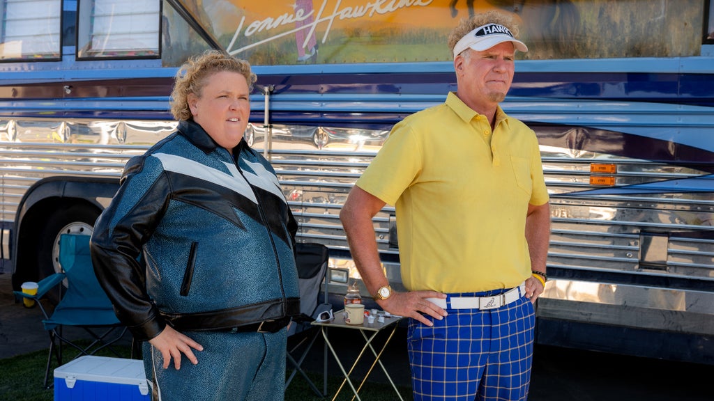 Fortune Feimster and Will Ferrell in "The Hawk" (Netflix)