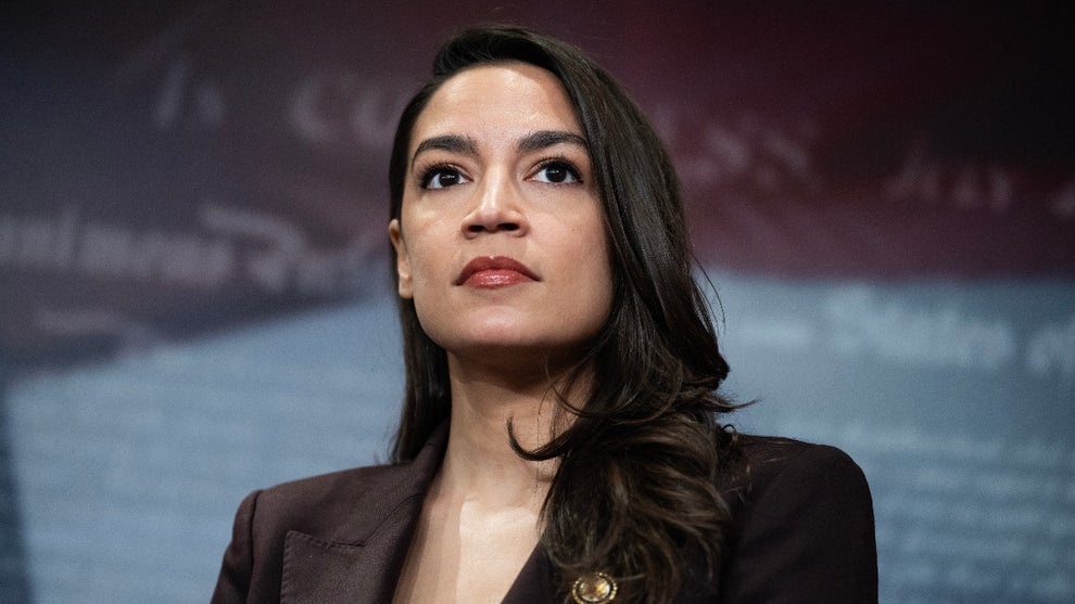 Rep. Alexandria Ocasio-Cortez, D-N.Y., attends a news conference with Sen. Bernie Sanders, I-Vt., to announce the Artificial Intelligence Data Center Moratorium Act in the U.S. Capitol on Wednesday, March 25, 2026