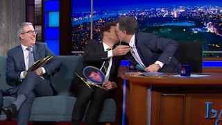 Stephen Colbert and Jimmy Fallon Share a Kiss in Strike Force Five Reunion: ‘Did Not See That Coming’ | Video