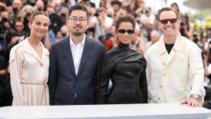 Alicia Vikander, Na Hong-jin, Taylor Russell and Michael Fassbender at the Cannes Film Festival to premiere "Hope"