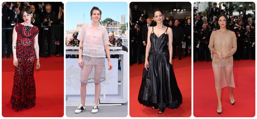 Kristen Stewart, Marion Cotillard and Riley Keough wear Chanel at Cannes. Source: Getty.