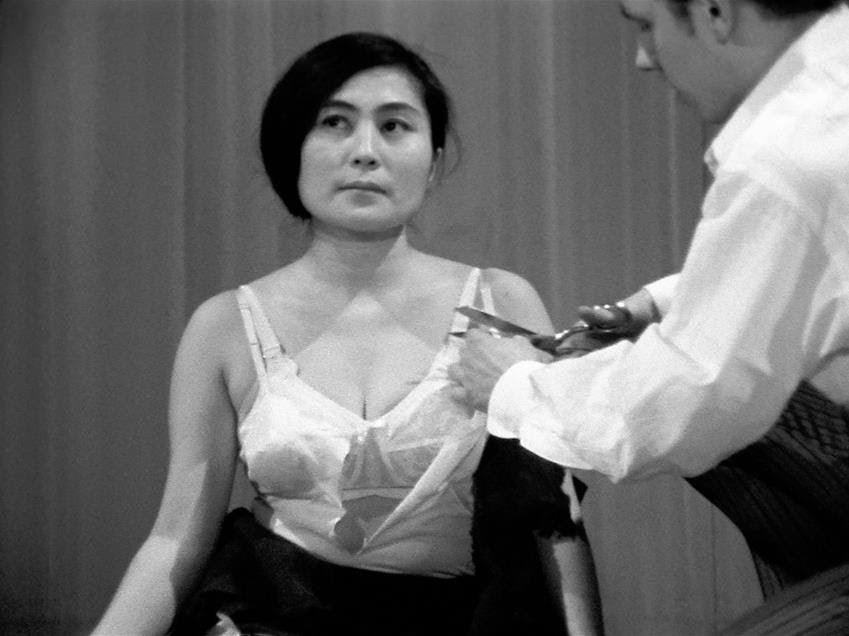 Cut Piece, (1964), performed in New Works of Yoko Ono, Carnegie Recital Hall, NewYork, filmed by David and Albert Maysles. Source: Yoko Ono/The Broad