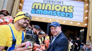HOLLYWOOD, CALIFORNIA - JUNE 28: Chris Meledandri (R) attends as Illumination and Universal Pictures presents the premiere for "Minions & Monsters" at Dolby Theatre on June 28, 2026 in Hollywood, California. (Photo by Savion Washington/Getty Images for Illumination And Universal Pictures)
