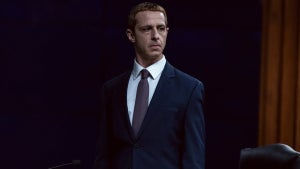 Jeremy Strong as Mark Zuckerberg in “The Social Reckoning” (Leah Gallo/Sony Pictures)