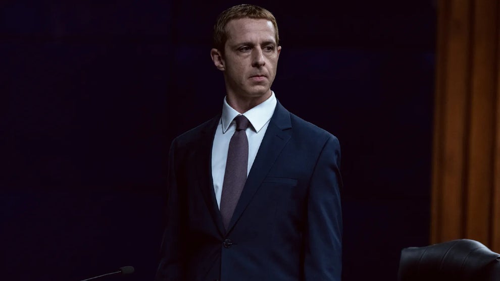 Jeremy Strong as Mark Zuckerberg in “The Social Reckoning” (Leah Gallo/Sony Pictures)