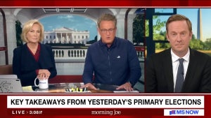 Mika Brzezinski, Joe Scarborough and Jonathan Lemire co-host the June 24, 2026 edition of "Morning Joe" (MS NOW)