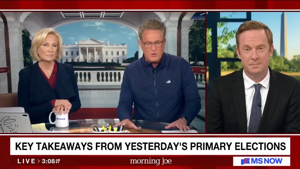 Mika Brzezinski, Joe Scarborough and Jonathan Lemire co-host the June 24, 2026 edition of "Morning Joe" (MS NOW)