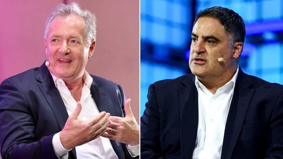 Left: Piers Morgan (Hoda Davaine/Getty Images for SXSW London), Right: Cenk Uygur (Vaughn Ridley/Web Summit via Sportsfile via Getty Images)