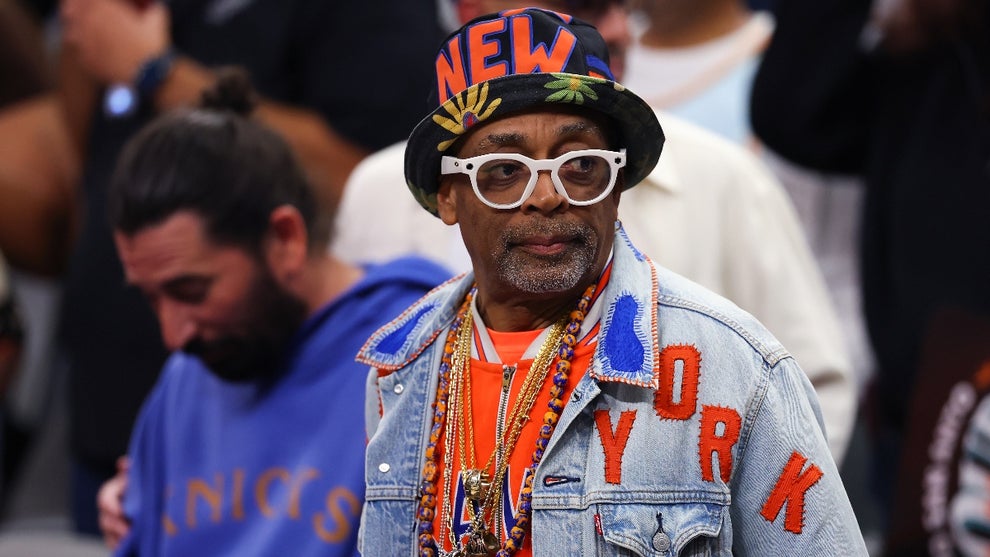 Spike Lee looks on before Game Five of the 2026 NBA Finals between the San Antonio Spurs and the New York Knicks at Frost Bank Center on June 13, 2026 in San Antonio, Texas