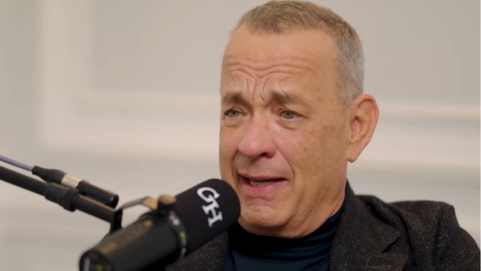 Tom Hanks speaks on a podcast