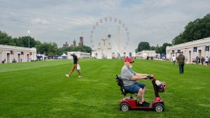 Visitors inspect the exhibitions at the Great American State Fair on June 26, 2026 in Washington, DC