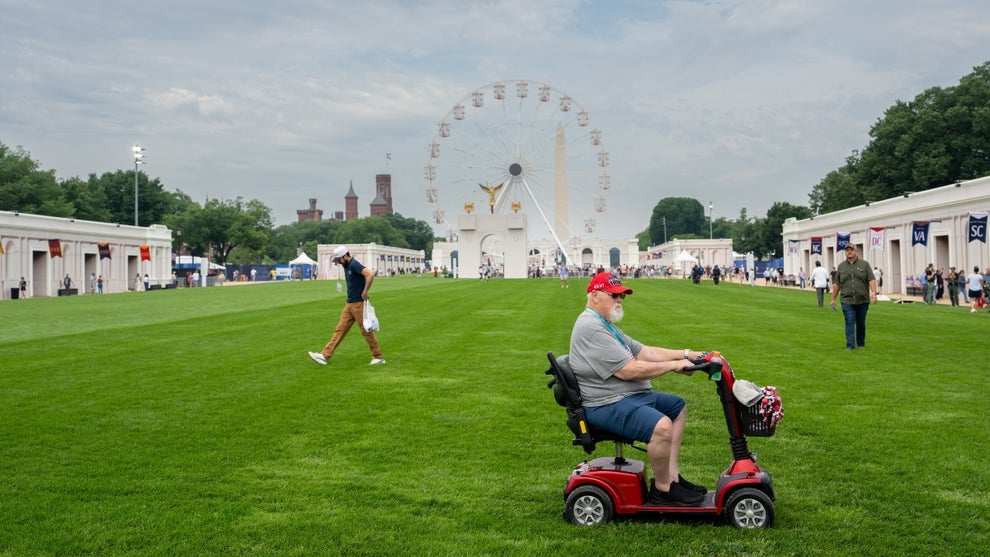 Visitors inspect the exhibitions at the Great American State Fair on June 26, 2026 in Washington, DC