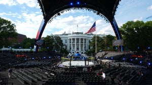 A general view of the Octagon during the UFC Freedom 250 event on the South Lawn at the White House on June 14, 2026 in Washington, DC