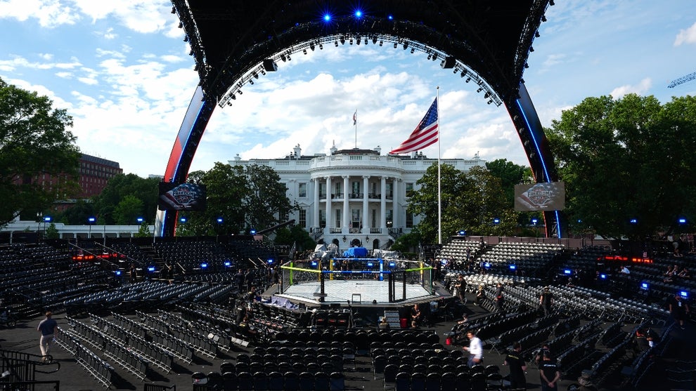 A general view of the Octagon during the UFC Freedom 250 event on the South Lawn at the White House on June 14, 2026 in Washington, DC