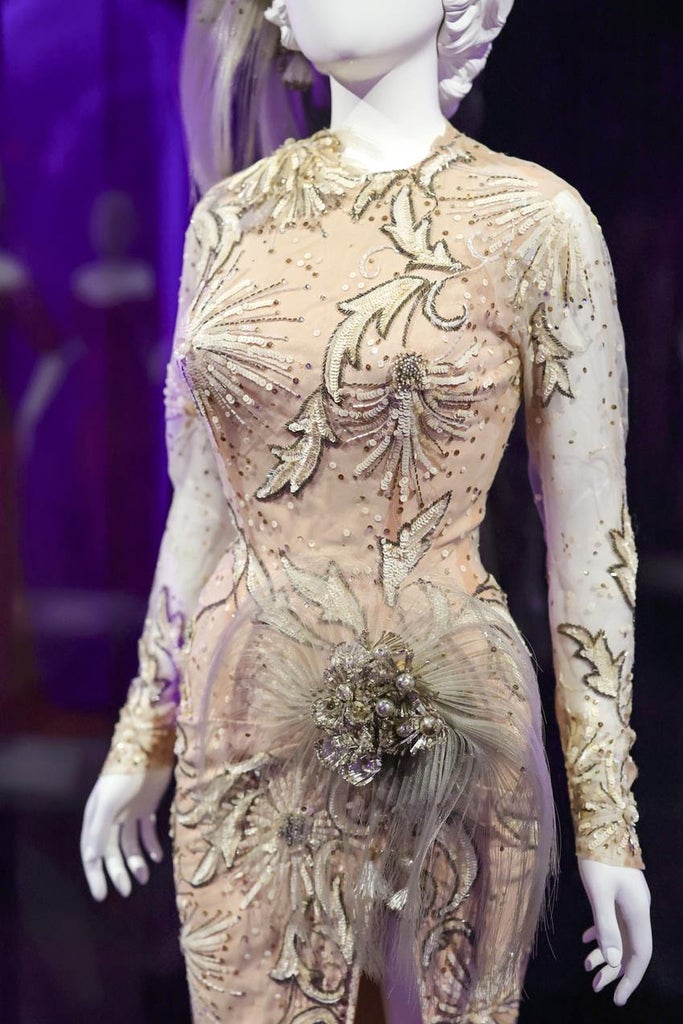 Peak glamour from Travilla for Monroe in There's No Business Like Show Business. Source: Academy Museum Foundation/ Emily Shur