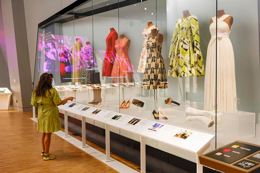Michelle Obama dresses on display at the Obama Presidential Center Campus. Source: Getty