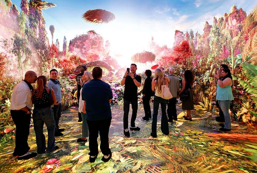Visitors experience Dataland, the “World’s first Museum of AI Arts,” on opening day, June 20, 2026 in Los Angeles, California. Source: Getty Images