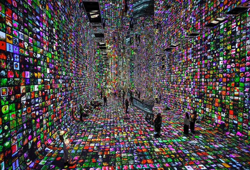 Dataland’s inaugural exhibition Machine Dreams: Rainforest, inspired by data collected from visits to the Amazon rainforest. Source: Getty Images