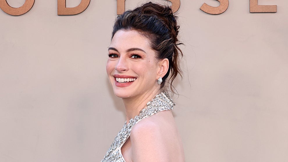 Anne Hathaway attends "The Odyssey" New York Premiere at AMC Lincoln Square Theater on July 14, 2026 in New York City. (Jamie McCarthy/Getty Images)