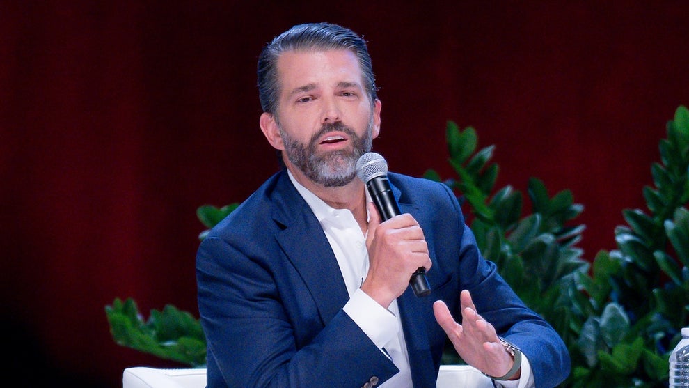 Donald Trump Jr. speaks onstage during Megyn Kelly LIVE at Smart Financial Centre on October 23, 2025 (Credit: Marcus Ingram/Getty Images)