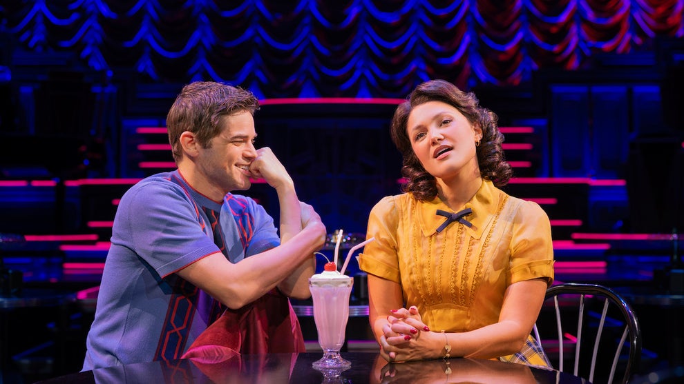 Jeremy Jordan and Olivia Holt star in "Just in Time" on Broadway. (Evan Zimmerman for MurphyMade)