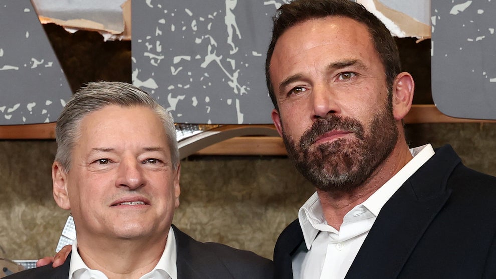 Ted Sarandos and Ben Affleck attend Netflix's "The Rip" New York premiere at Alice Tully Hall, Lincoln Center on Jan. 13, 2026. (Cindy Ord/Getty Images)