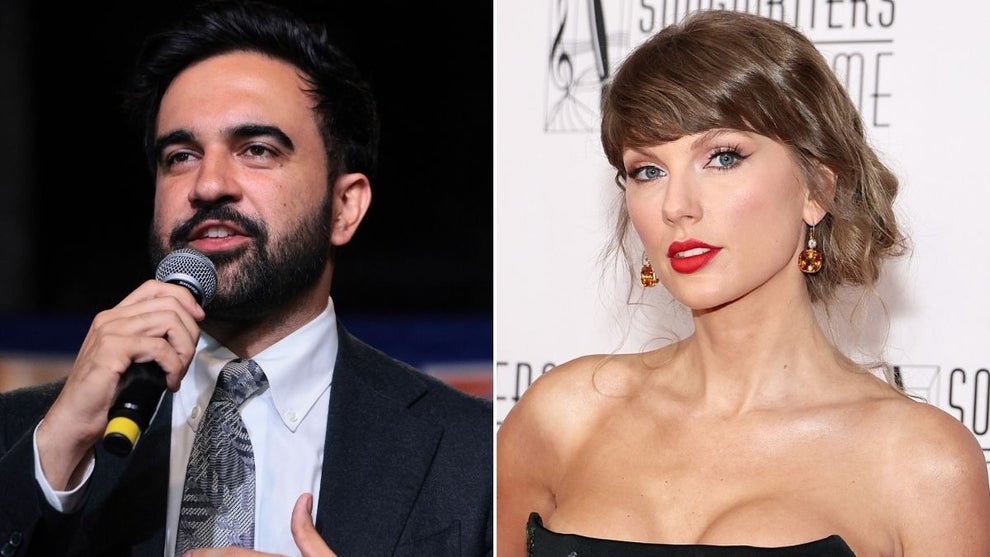Left: New York City Mayor Zohran Mamdani (Michael M. Santiago/Getty Images), Right: Taylor Swift (Jamie McCarthy/Getty Images)
