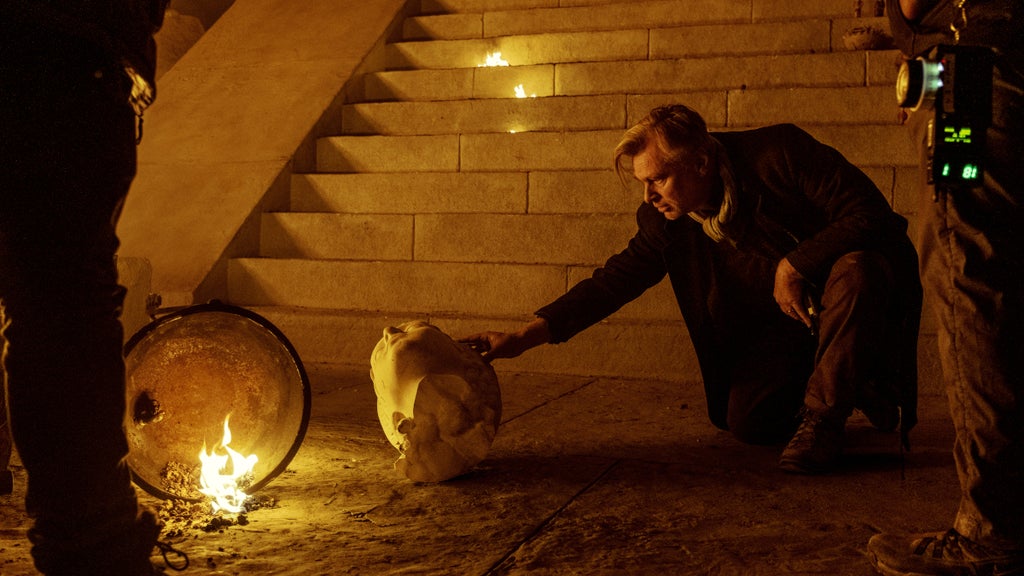 Christopher Nolan on the set of "The Odyssey"
